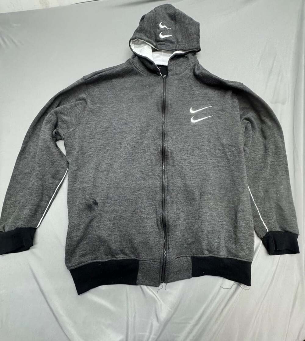 Nike Full Zip Hoodie Dark Gray Double Swoosh